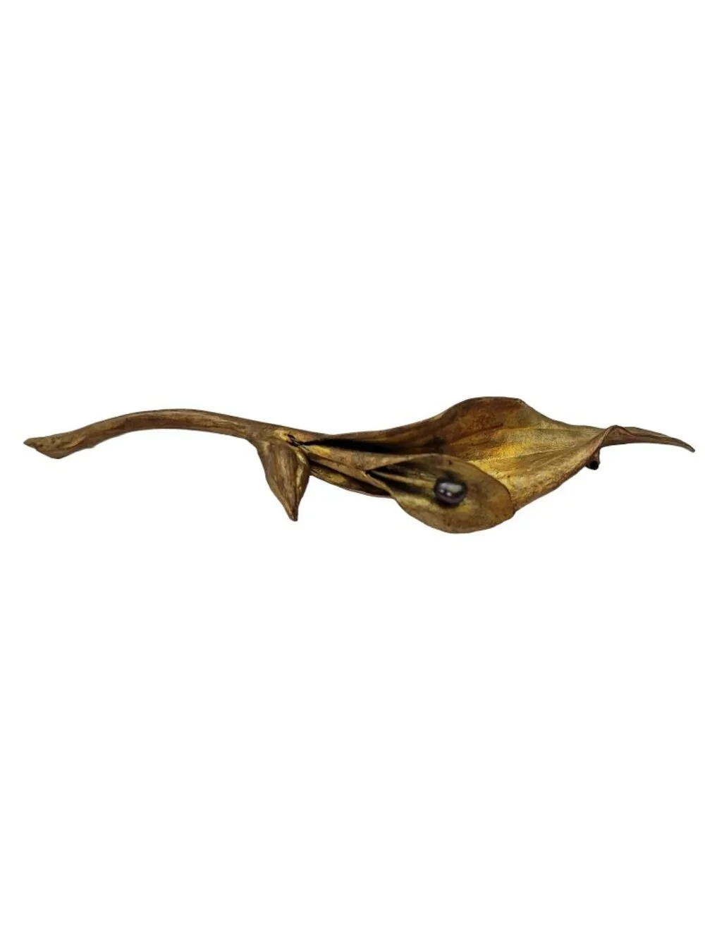 Michael Michaud Bronze Calla Lily Center Genuine Freshwater Pearl Brooch E755